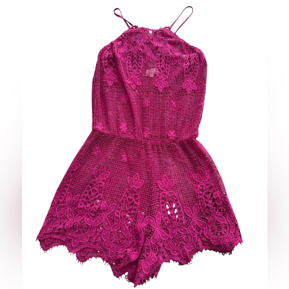 MIGUELINA***Pink Guipure Lace Romper Coverup***Small $589